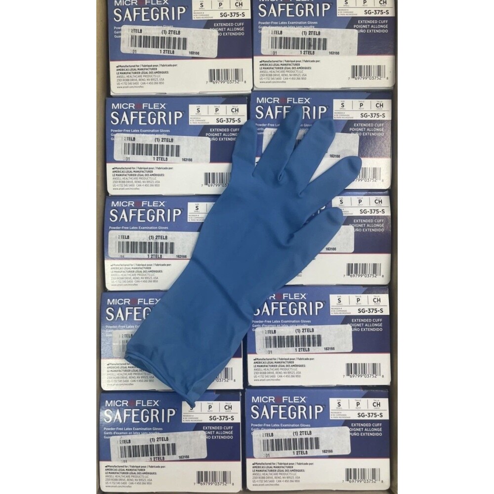 50- PK. SG-375 Disposable Powder Free Latex Gloves Automotive Small 500/Case